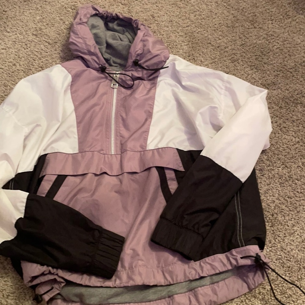 Hollister purple white and black windbreaker